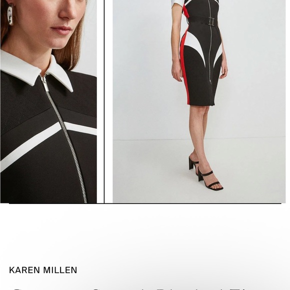 Karen Millen Dresses & Skirts - Karen Millen Black, White, and Red Midi Dress